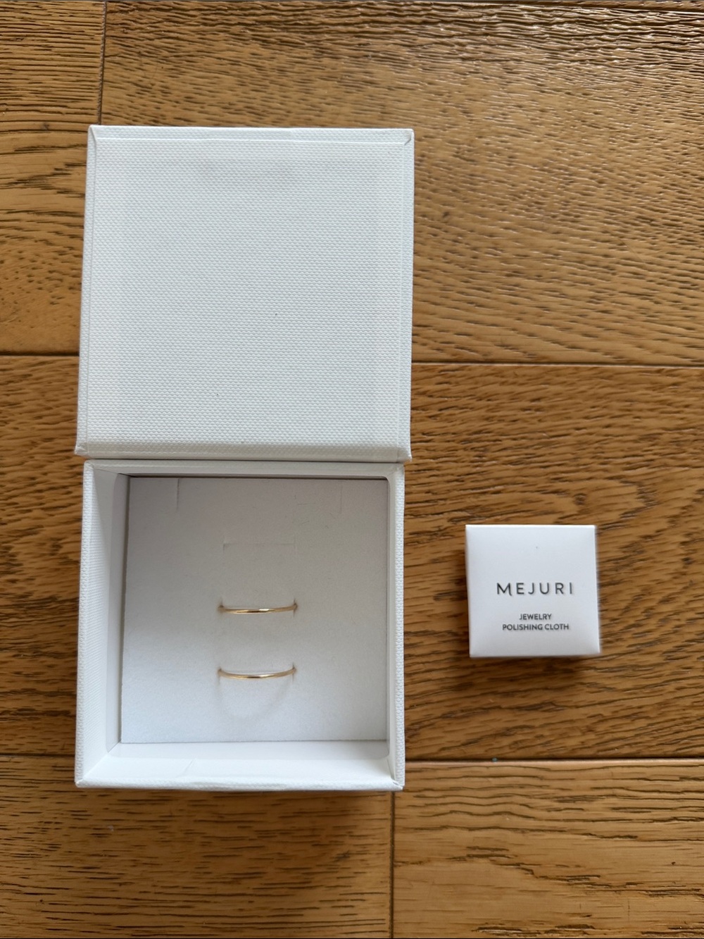 Mejuri Stacker Ring Band 14k Gold US 10 Dainty 1mm Set of 2
